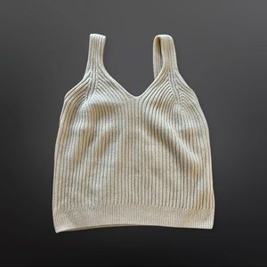 Ribbed Cropped Tank in Cream